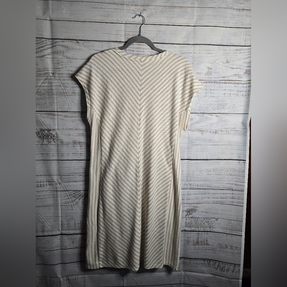 Liz Claiborne Cream and Tan V-Neck Midi Dress With Pockets Size XL - Picture 3 of 5